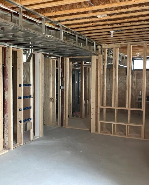 Home renovations taking place for a basement in aurora ontario